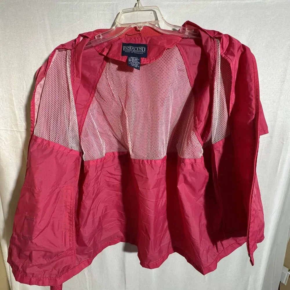 Lands’ End Pink Windbreaker Jacket XL 18/20 Lightweight Full Zip Women Travel